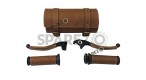 Royal Enfield Meteor and Classic Reborn 350 Leather Tool Bag lever with Grip Brown - SPAREZO